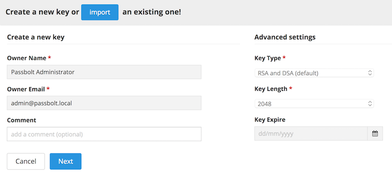 Passbolt admin panel