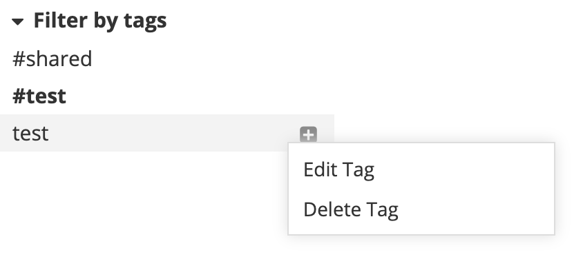 Manage personal tags from the contextual menu
