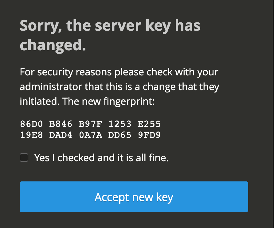Server key has changed