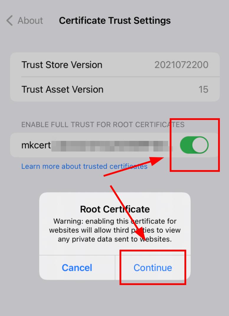Select Certificate trust Settings
