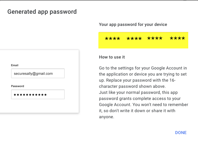Google - Generated App password