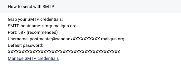 MailGun - SMTP Credentials