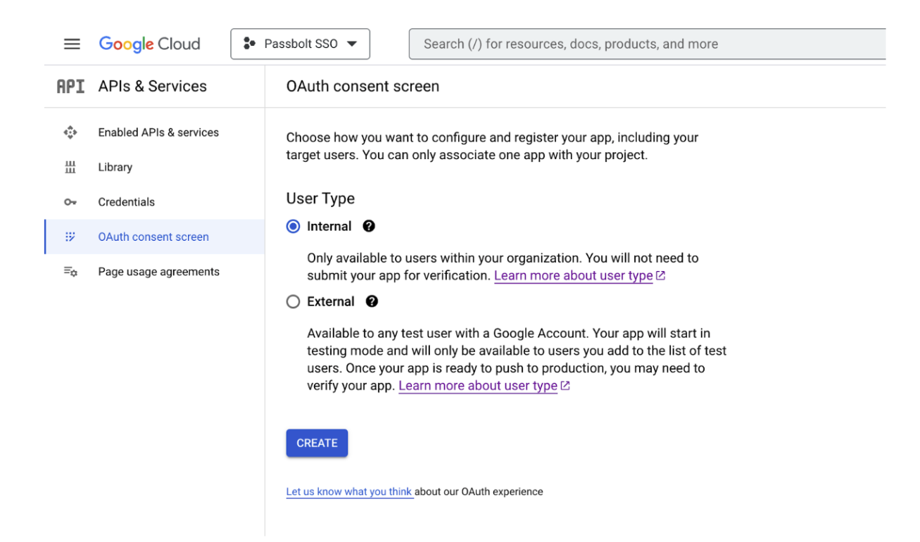Google API Console - OAuth conset screen
