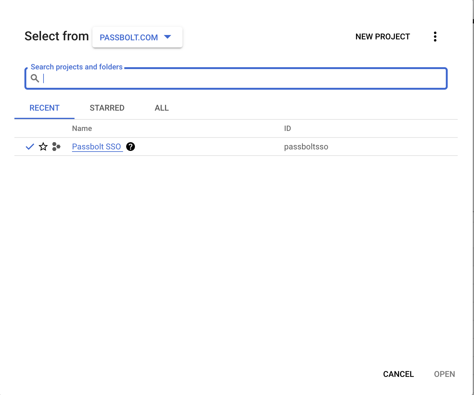 Google API Console - Projects