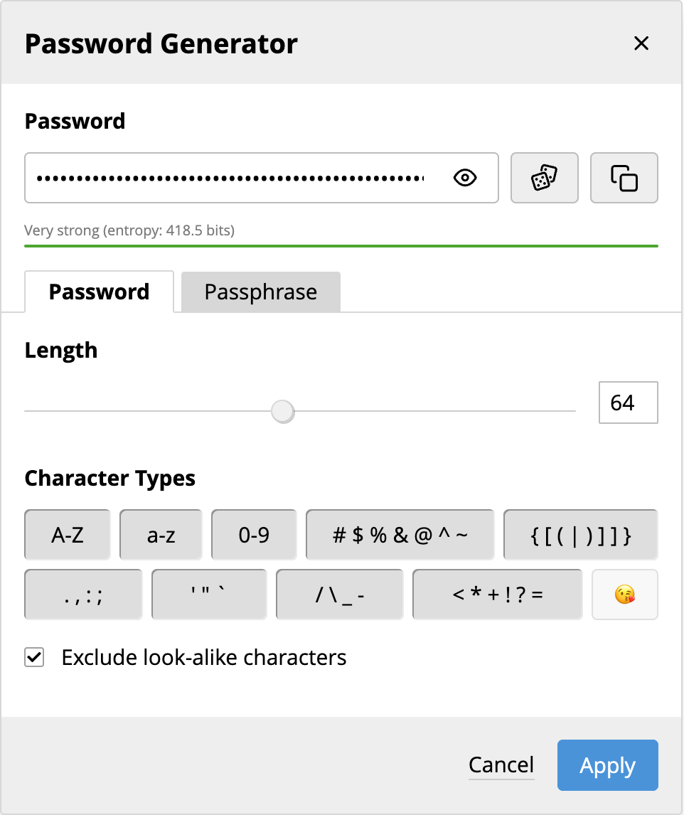 Passbolt - Password Generator
