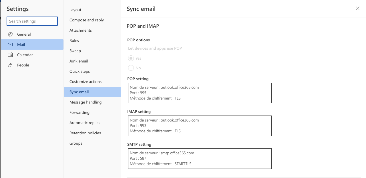 Microsoft - SMTP Settings