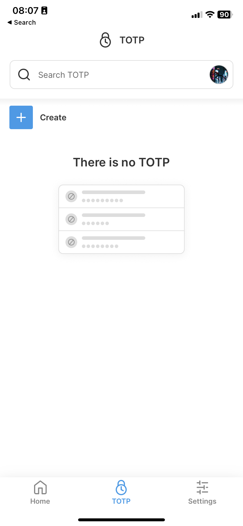 iOS - Empty TOTP