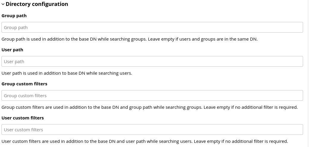 Ldap settings custom filter fields