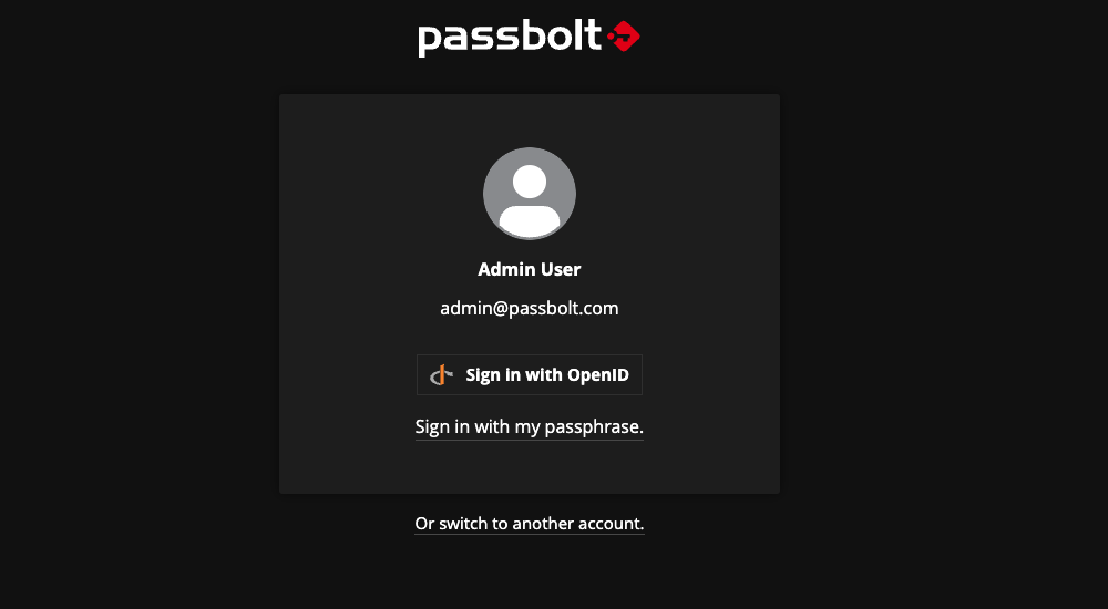 Login page with SSO OpenID provider